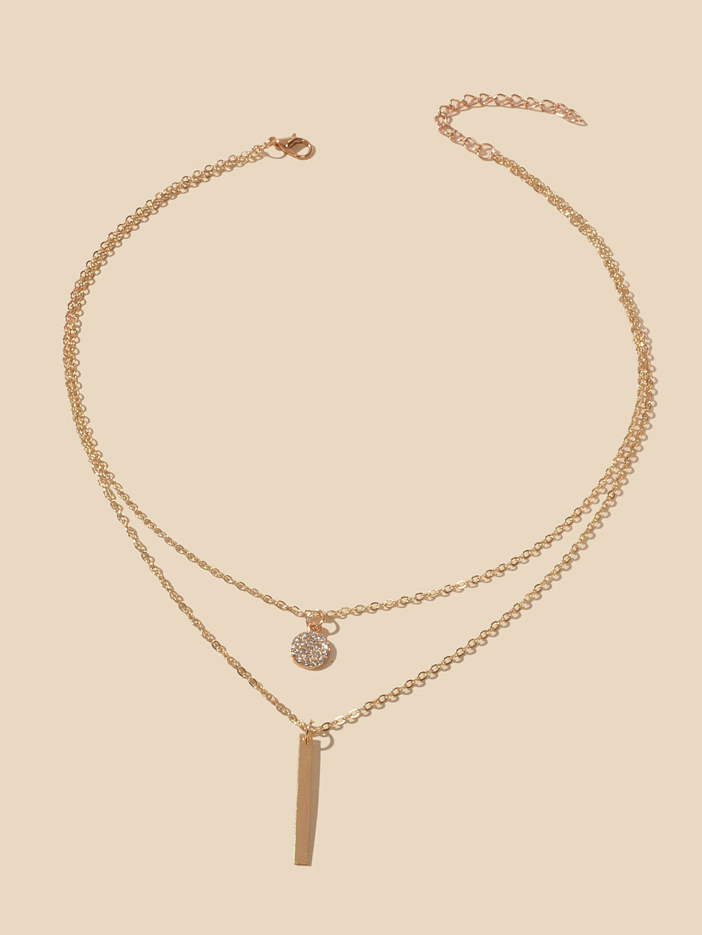 AU Local Double Layer Chain Round Charm Bar Drop Necklace Choker Party Jewellery-1
