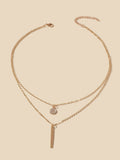 AU Local Double Layer Chain Round Charm Bar Drop Necklace Choker Party Jewellery-1