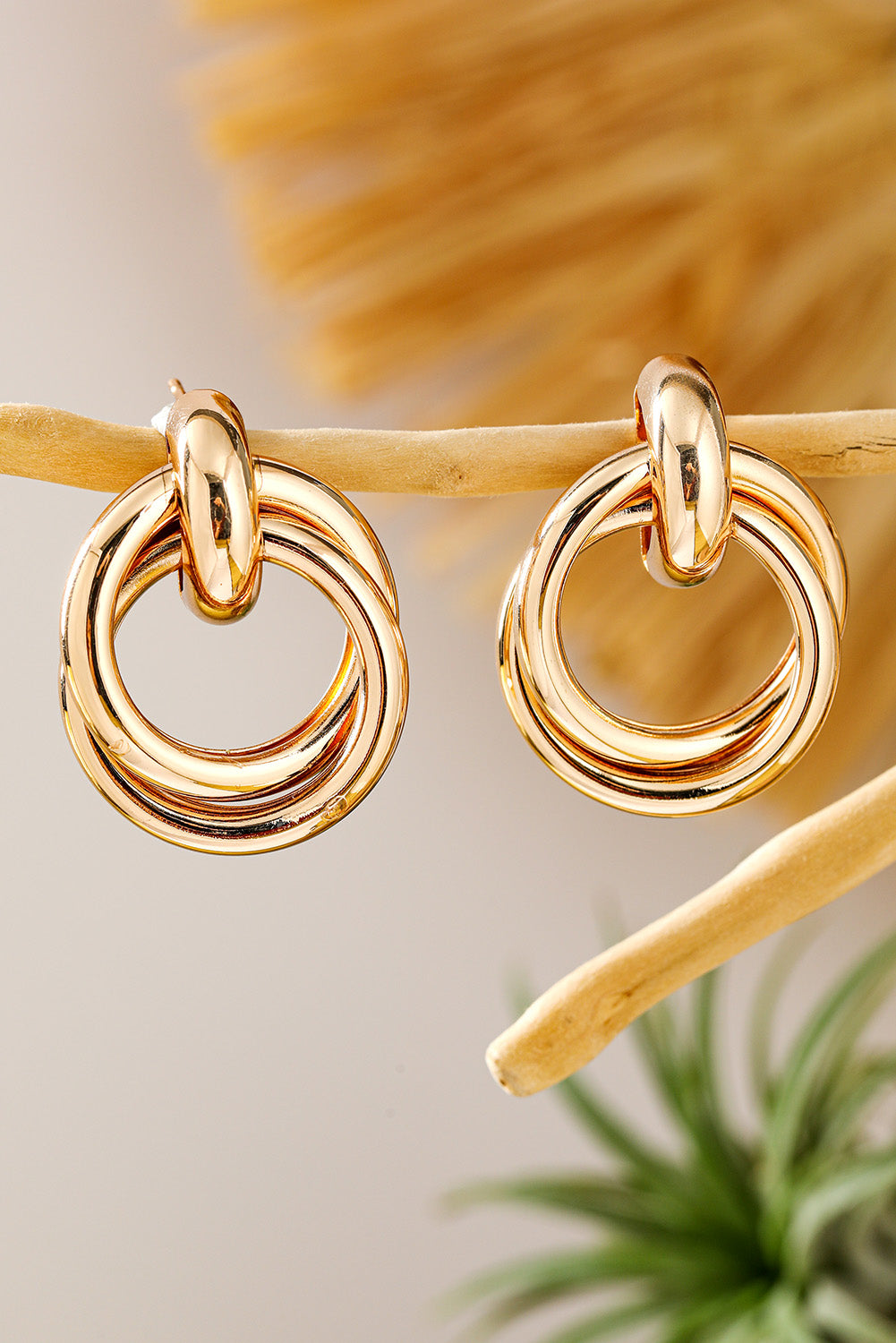 Gold Circles Stud Earrings-3