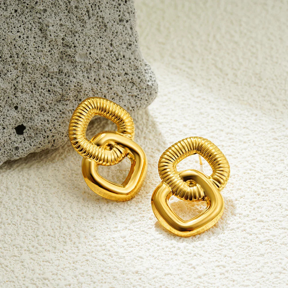 Three-Layer Textured Knot Earrings for Women-8