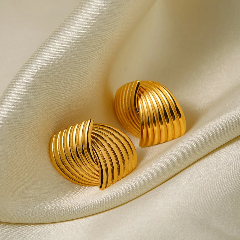 Three-Layer Textured Knot Earrings for Women-5
