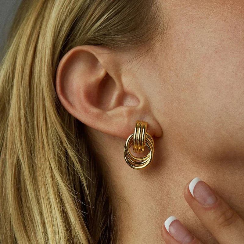 Three-Layer Textured Knot Earrings for Women-4