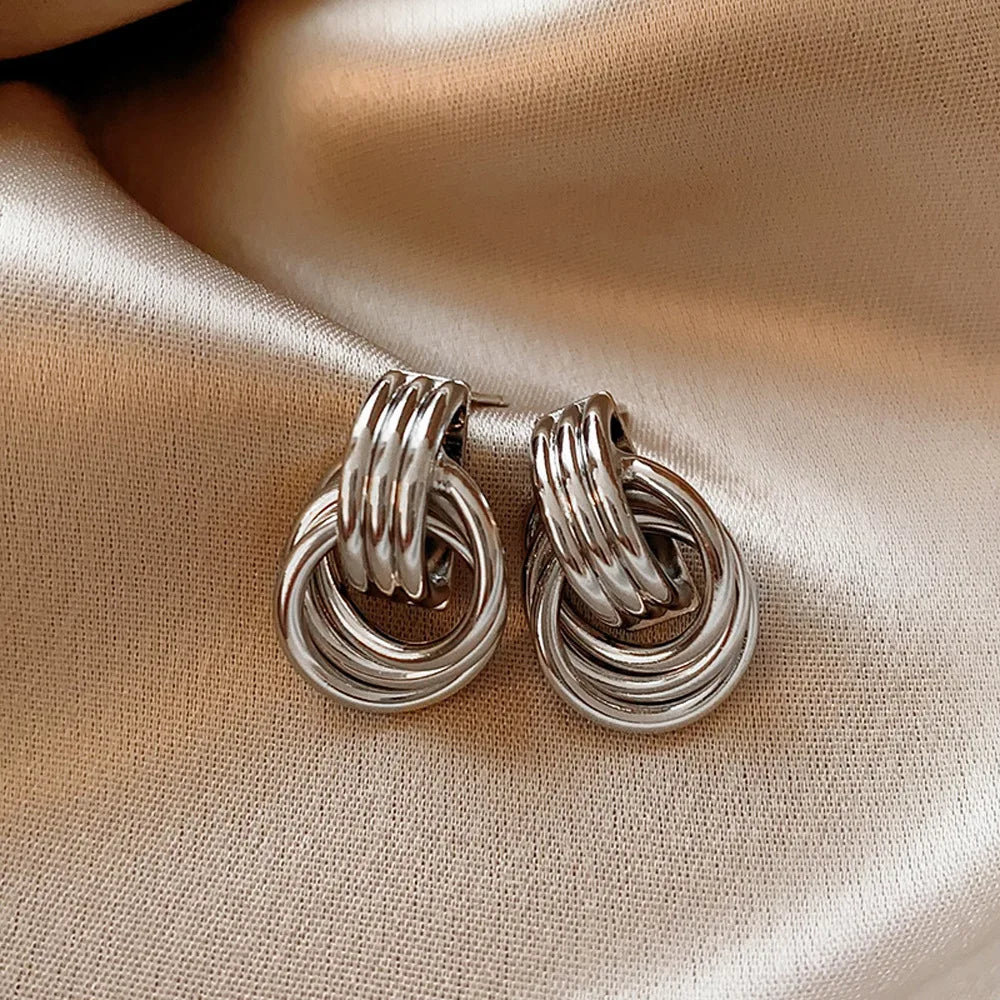 Three-Layer Textured Knot Earrings for Women-6