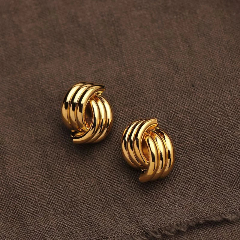 Three-Layer Textured Knot Earrings for Women-0