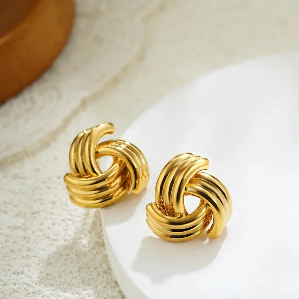 Three-Layer Textured Knot Earrings for Women-29