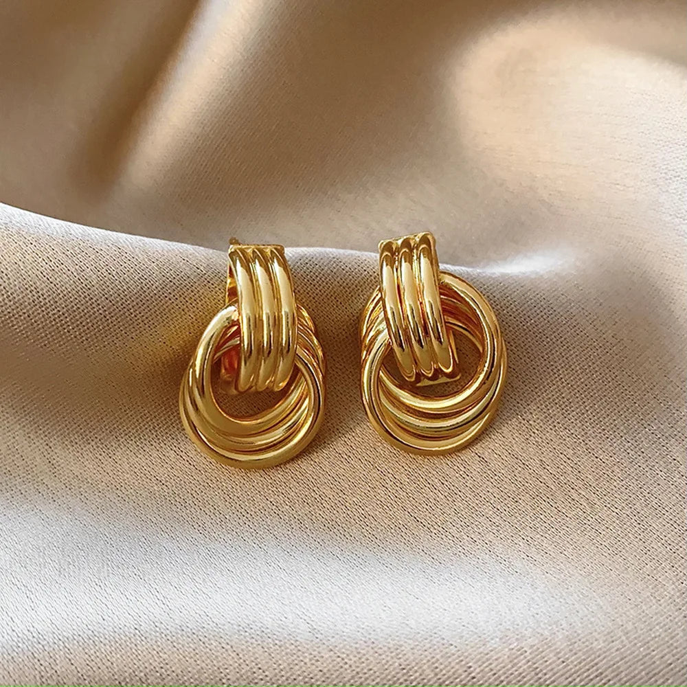 Three-Layer Textured Knot Earrings for Women-7