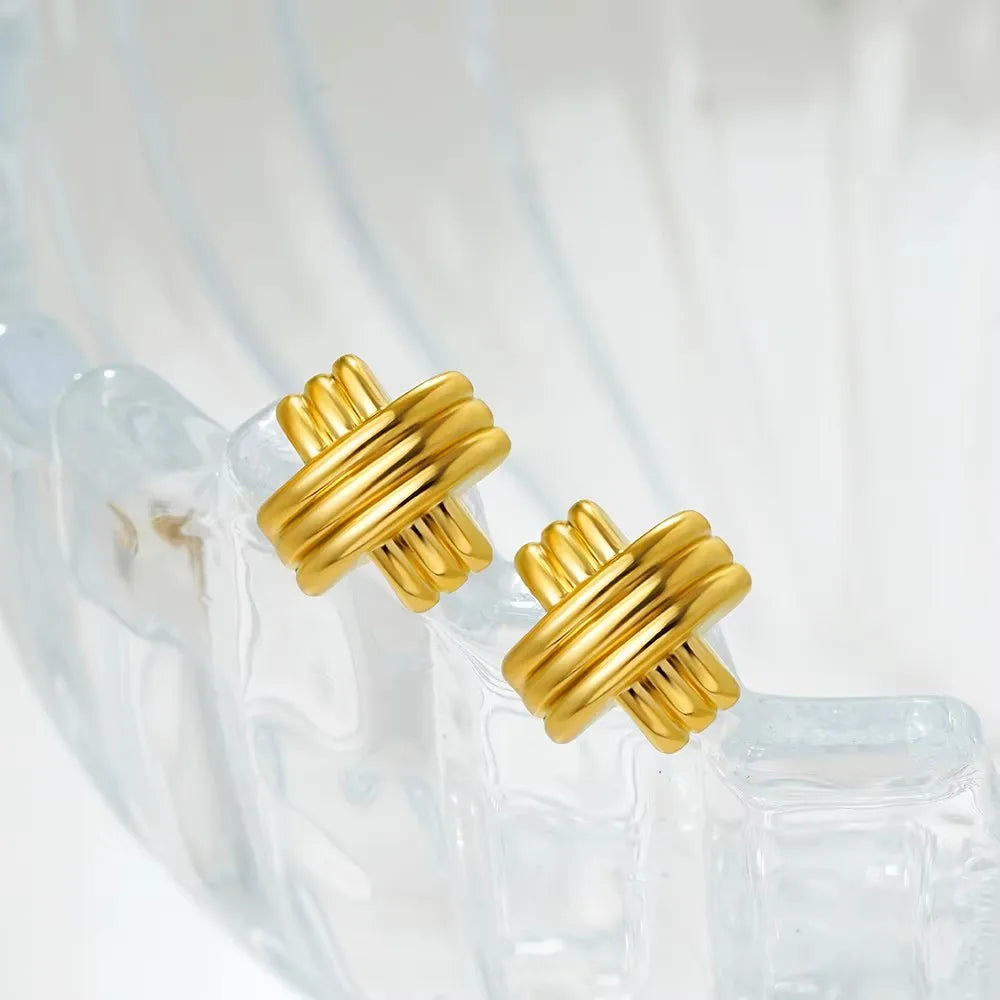 Three-Layer Textured Knot Earrings for Women-14