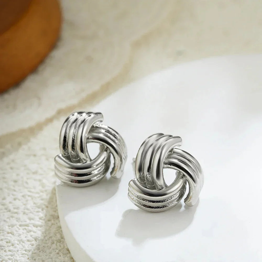 Three-Layer Textured Knot Earrings for Women-30