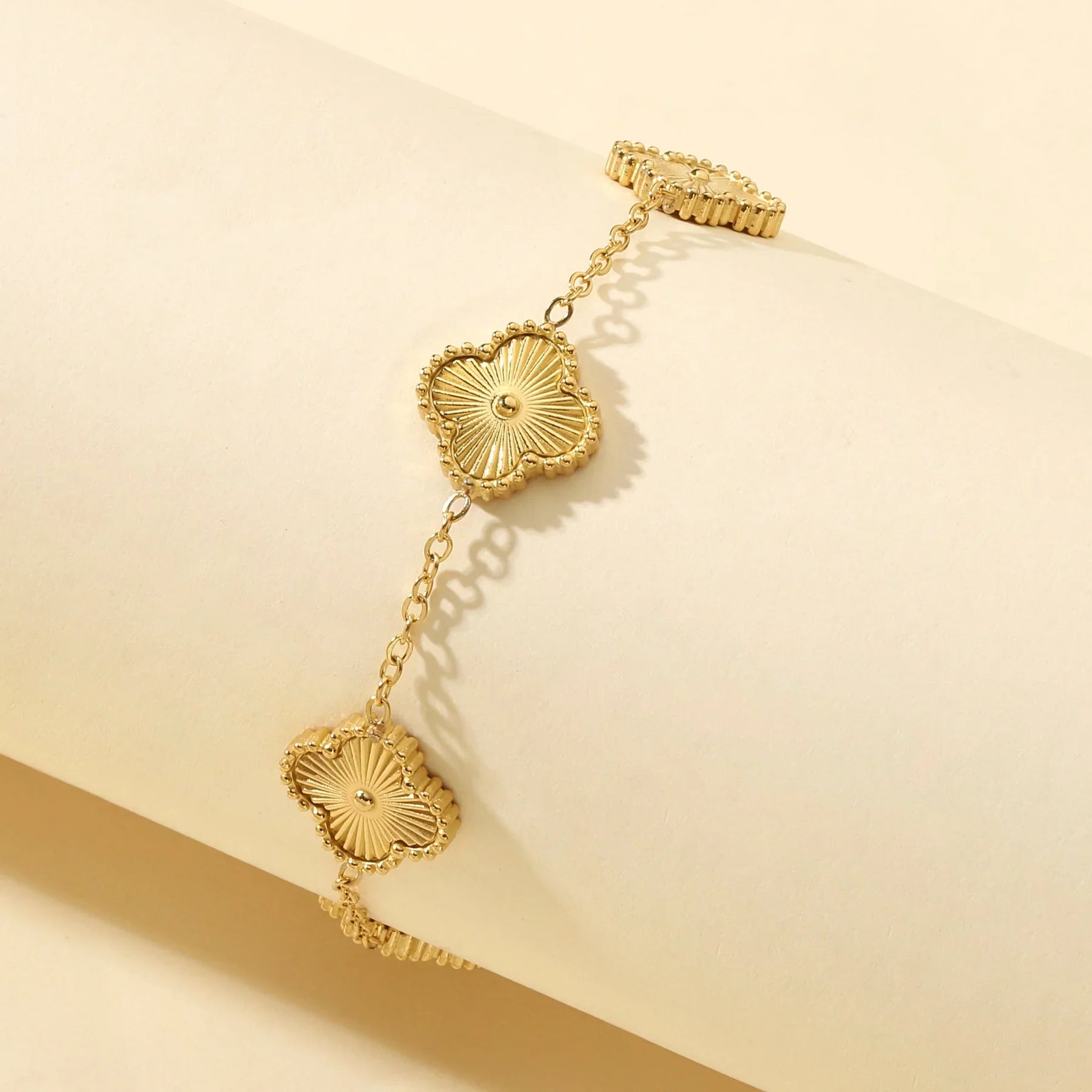 Golden Clover Flower Bracelet.-2
