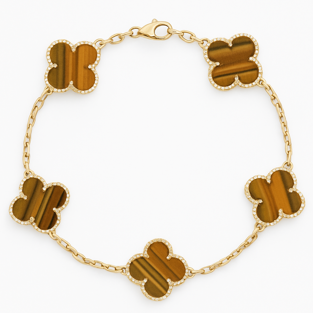 Tiger Eye Clover Bracelet-0