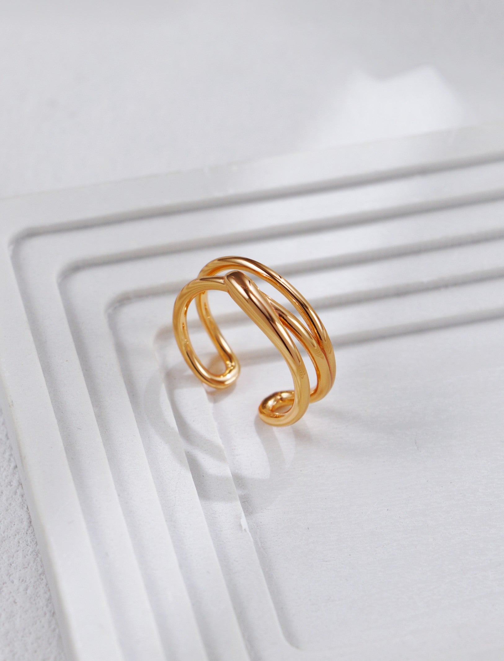 Hollowed-out Line Open Ring-2