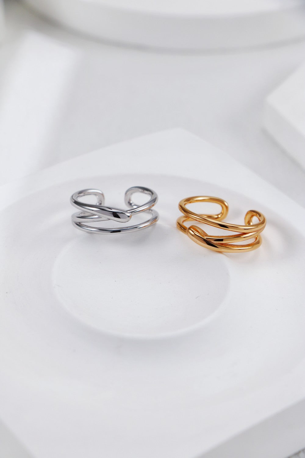Hollowed-out Line Open Ring-0